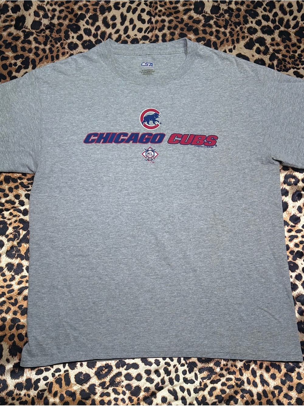 Y2K Chicago Cubs CSA Grey Graphic T Shirt